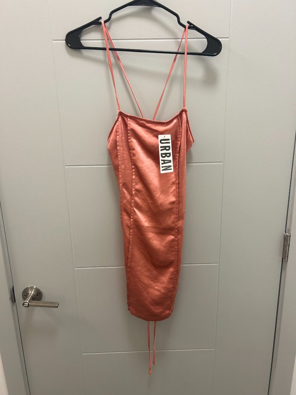 Urban Outfitters Pink Satin Seamed Mini Slip Dress NWT Medium Y2K Party Cocktail - Picture 2 of 10